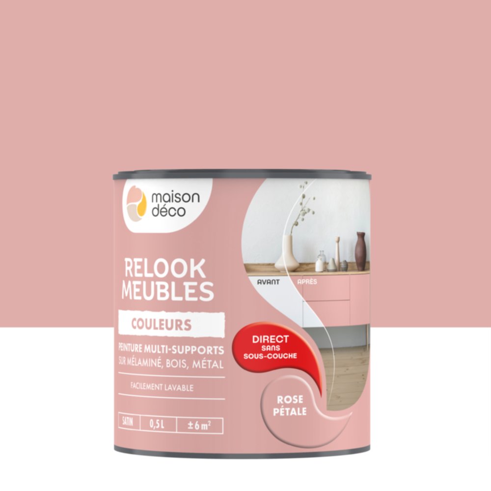 Peinture Relook Meubles Rose pétale 0,5L - MAISON DECO