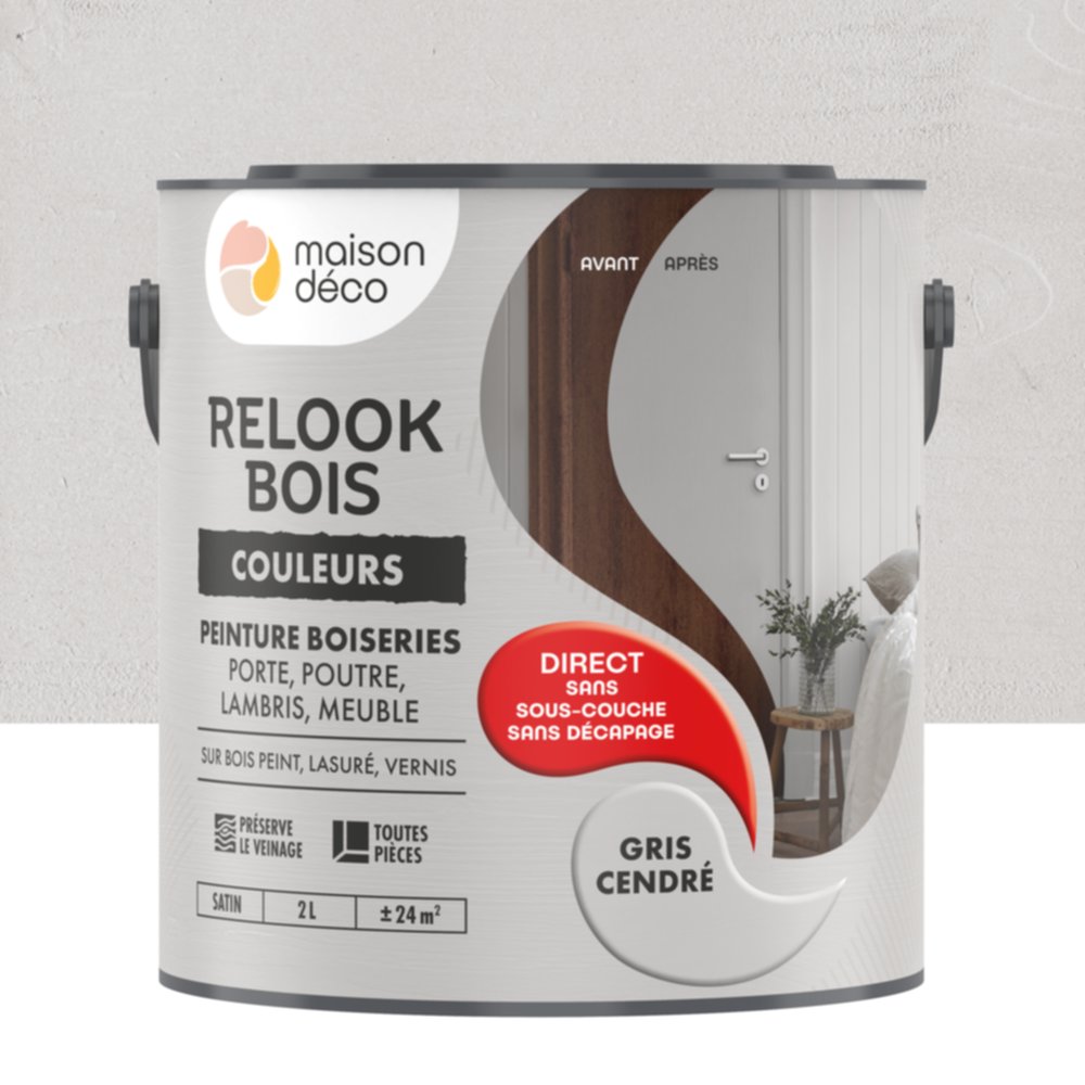 Peinture Relook Bois Gris cendre 2L - MAISON DECO