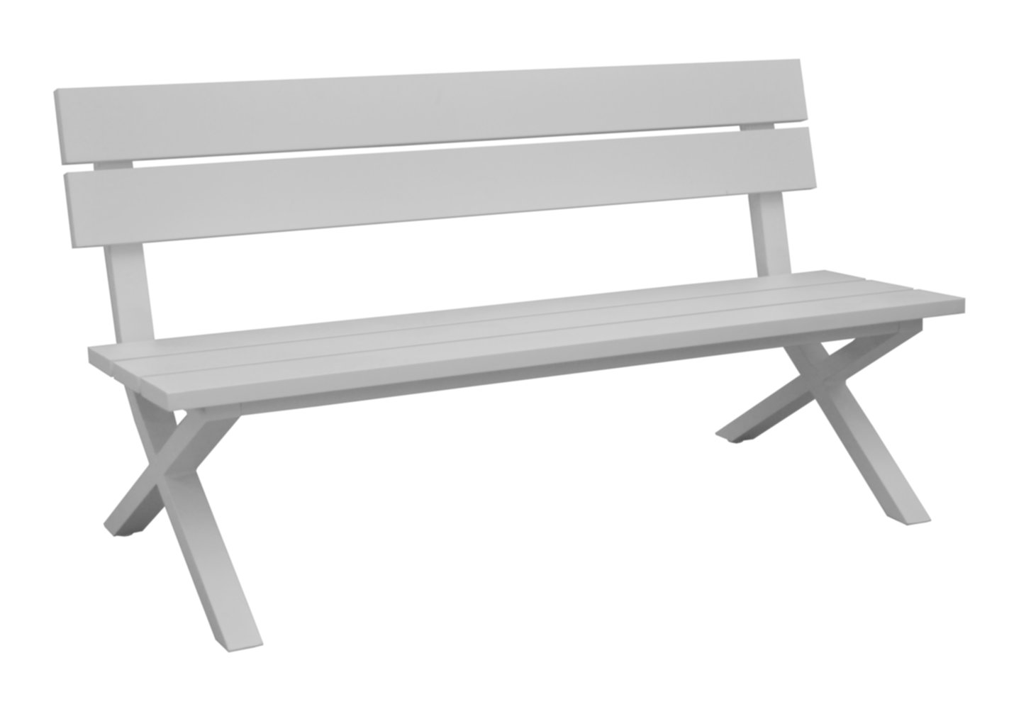 Banc Crossway 160 avec dossier alu/lattes - blanc