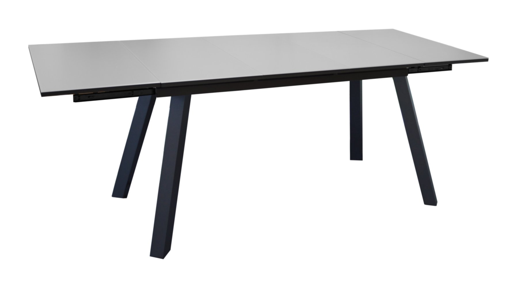 Agra table 150/250 alu/verre  graphite/perle