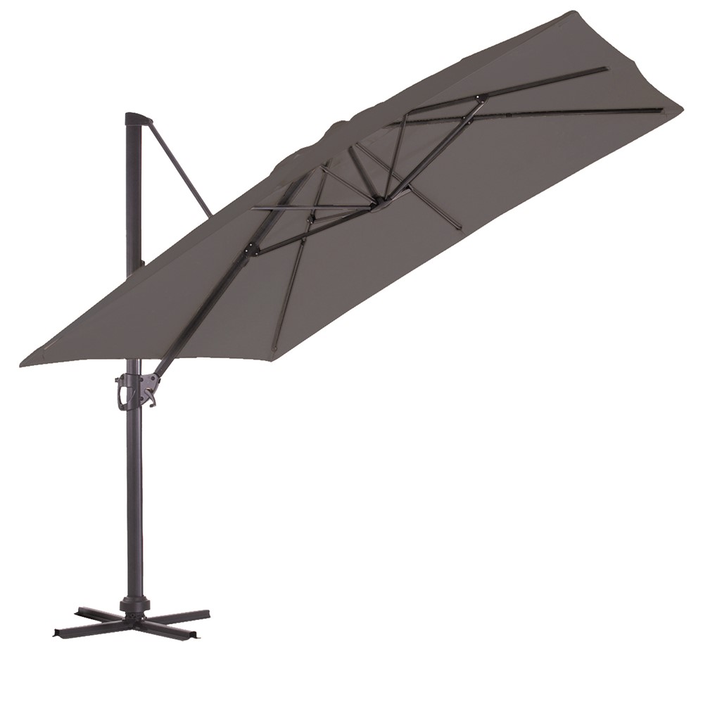 Parasol alu 3 x 3 m pied de porte gris anthracite - OZALIDE