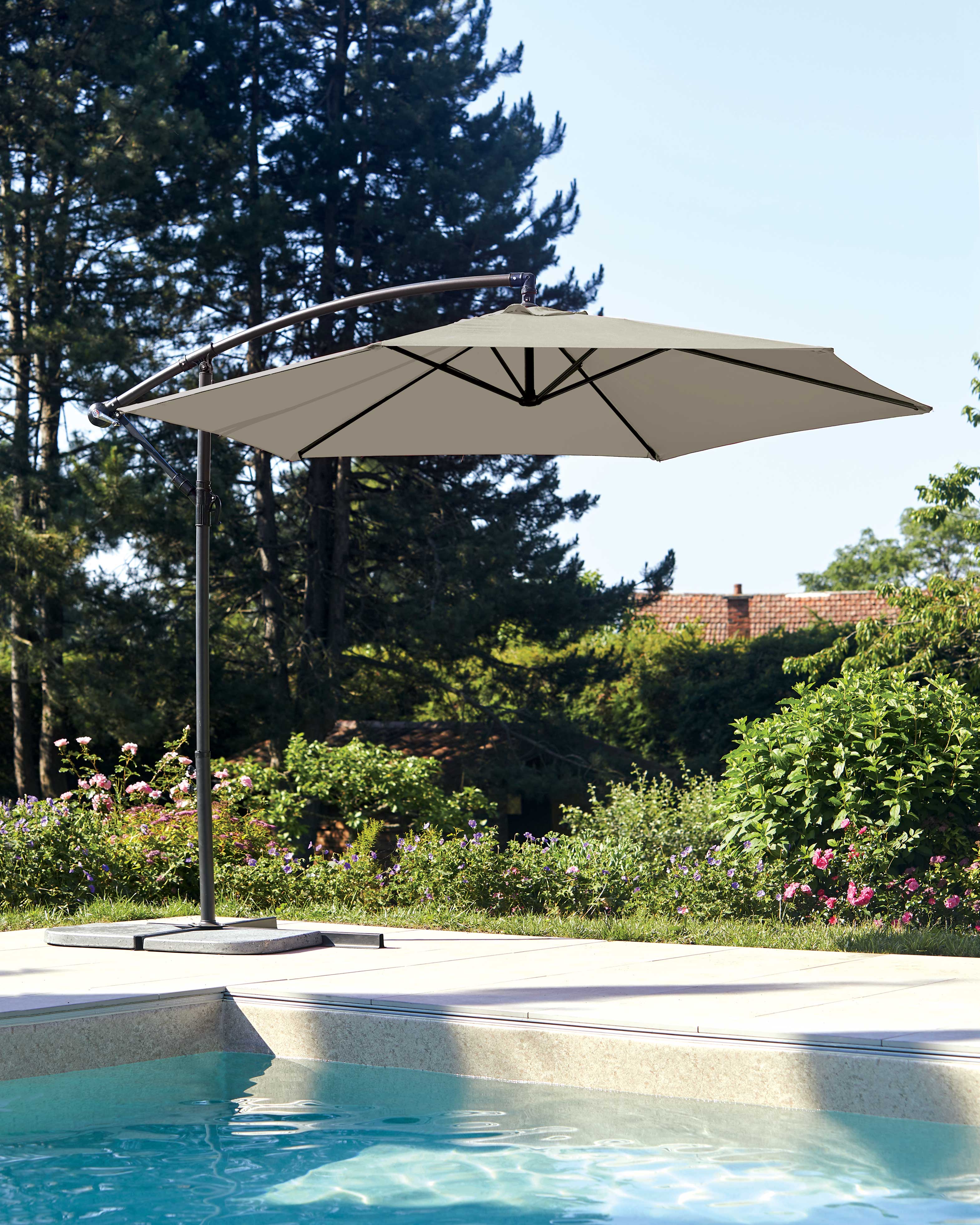 Parasol déporté superking 3 m taupe