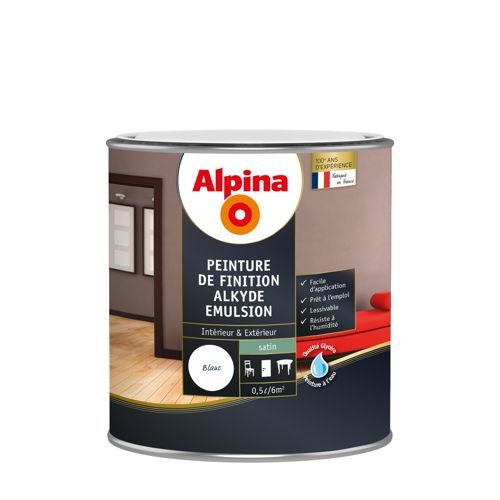 Peinture alkyde satin 0,5 L Blanc