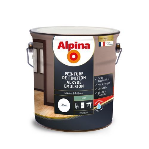 Peinture alkyde satin 2,5 L Blanc