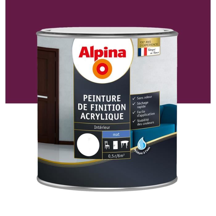 Peinture acrylique mat 0,5 L Aubergine