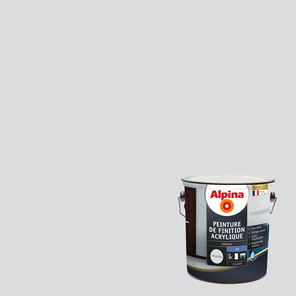 Peinture acrylique mat 2,5 L Gris béton