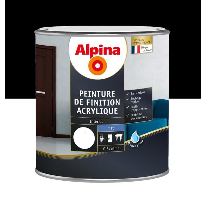 Peinture acrylique mat 0,5 L Noir