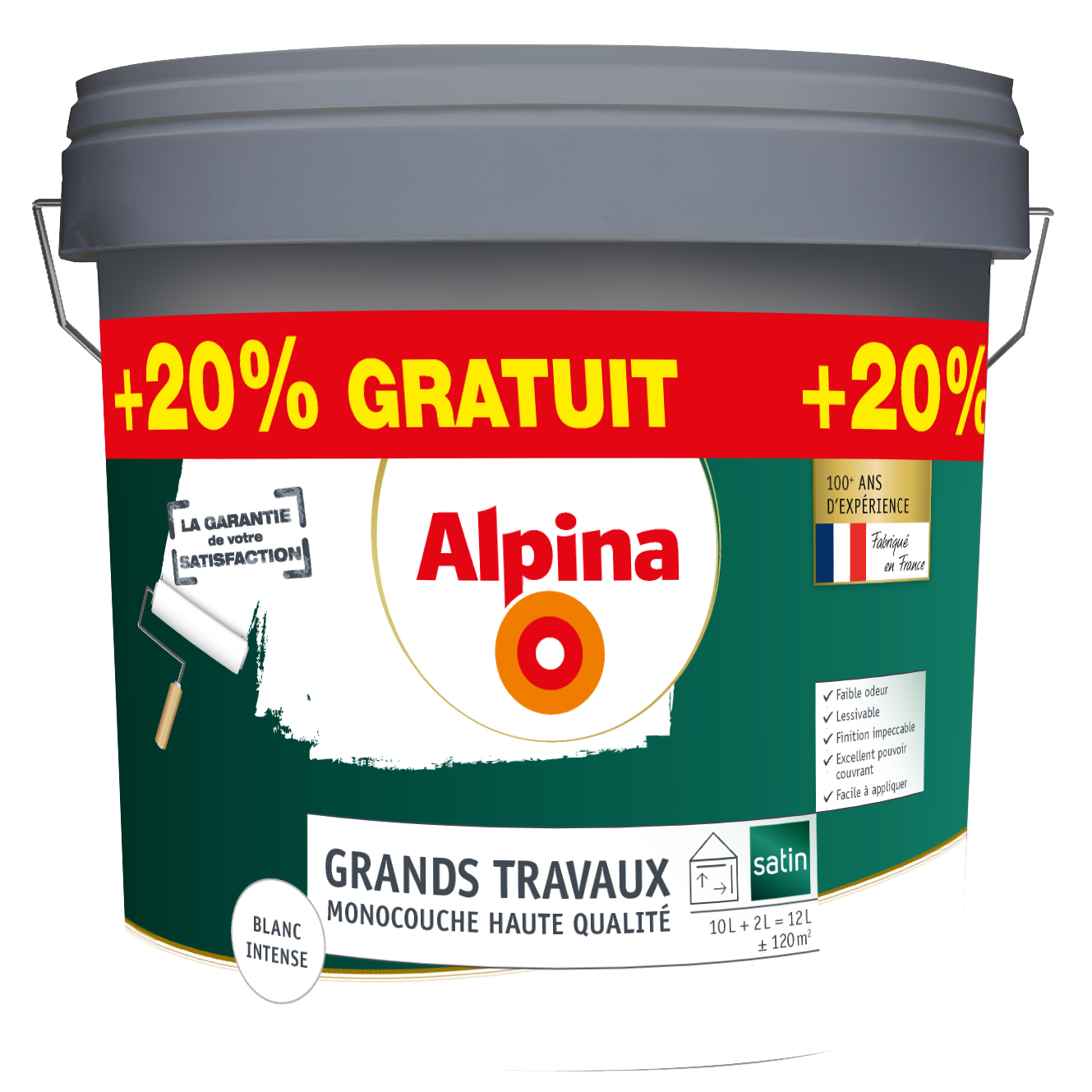 Peinture Grands travaux satin 10l+20% gratuit