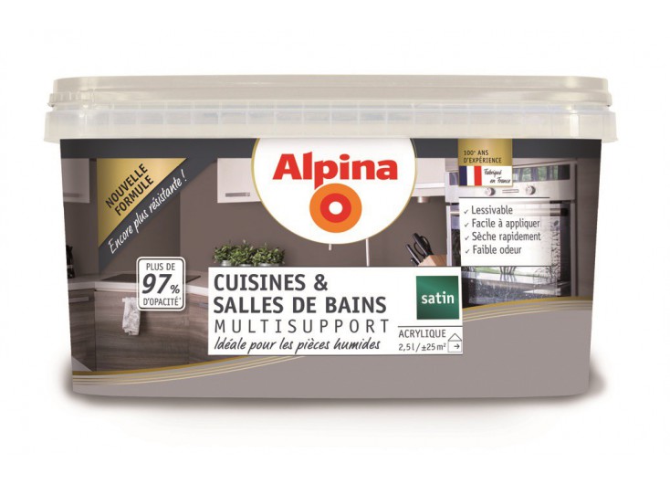 Peinture acrylique Cuisines et salle de bains 2,5L silex ALPINA