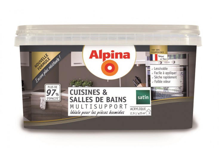 Peinture acrylique Cuisines et salle de bains 2,5L granit ALPINA