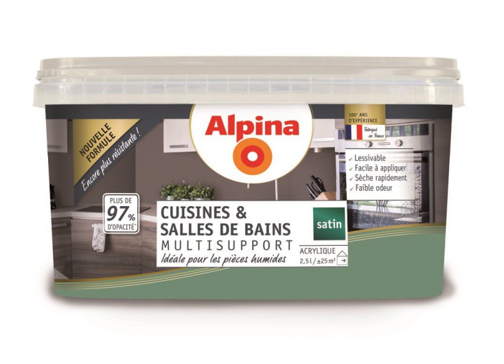 Peinture acrylique Cuisines et salle de bains 2,5L eucalyptus ALPINA