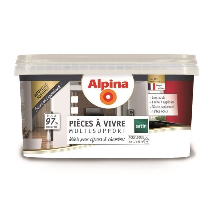 Peinture acrylique pièce à vivre blanc 2,5L ALPINA