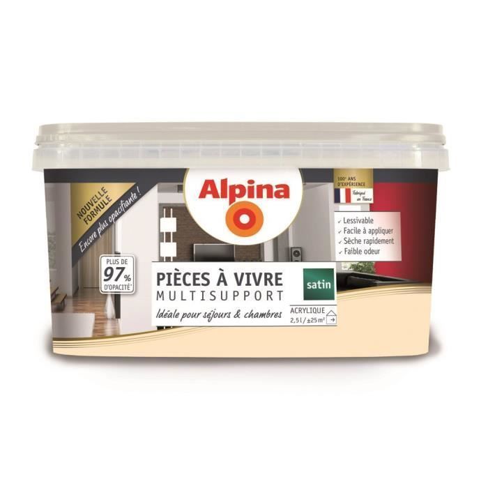 Peinture acrylique pièce à vivre blanc cassé 2,5L ALPINA