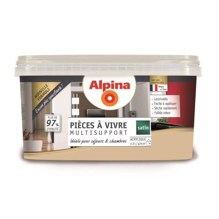 Peinture acrylique pièce à vivre lin 2,5L ALPINA