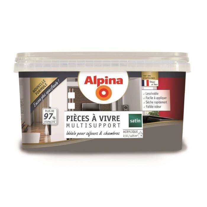 Peinture acrylique pièce à vivre gris anthracite 2,5L ALPINA