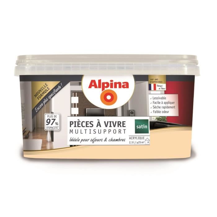 Peinture acrylique pièce à vivre crème 2,5L ALPINA