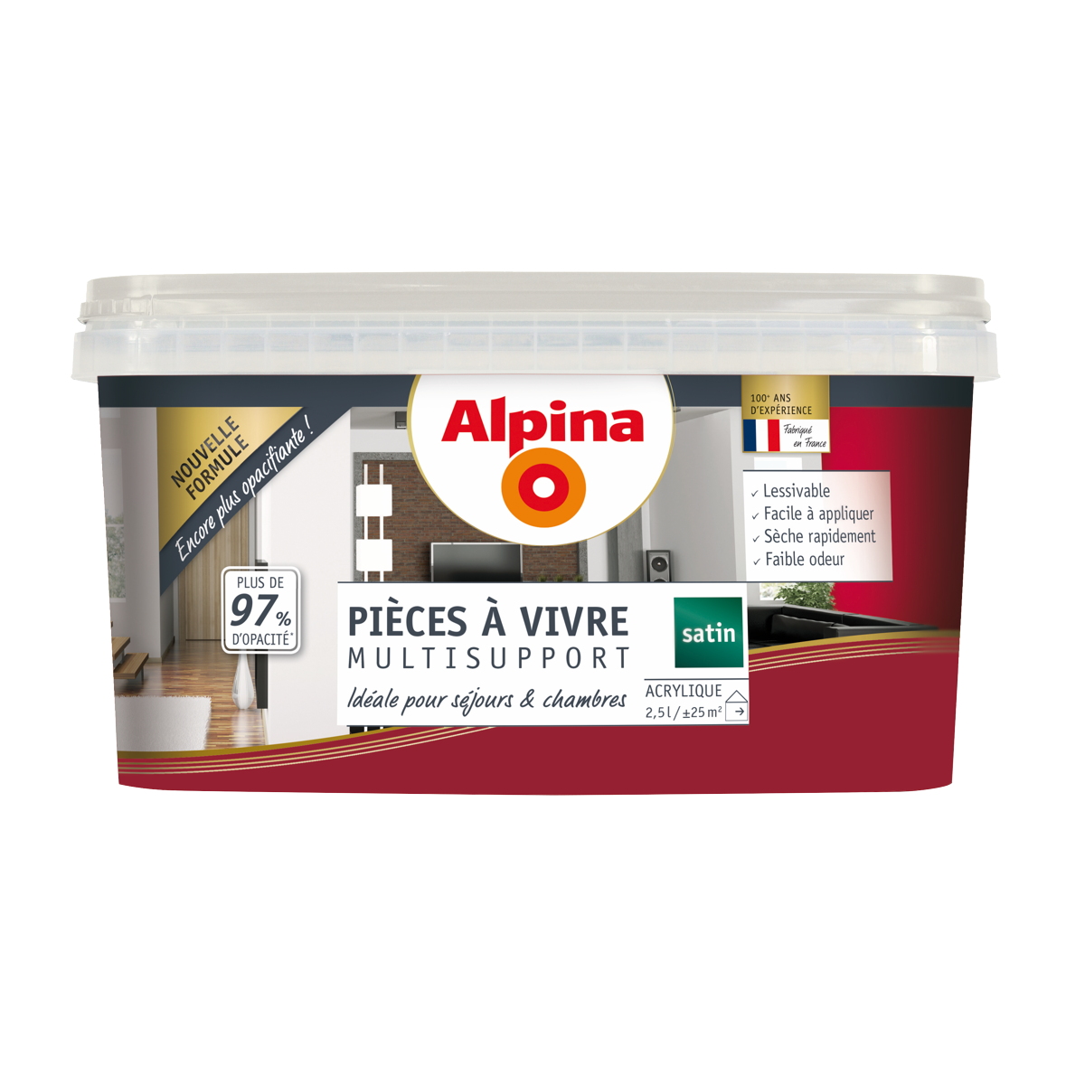 Peinture acrylique pièce à vivre framboise 2,5L ALPINA