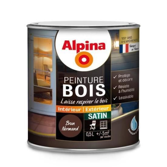 Peinture bois intérieur/extérieur 0,5L brun normand ALPINA