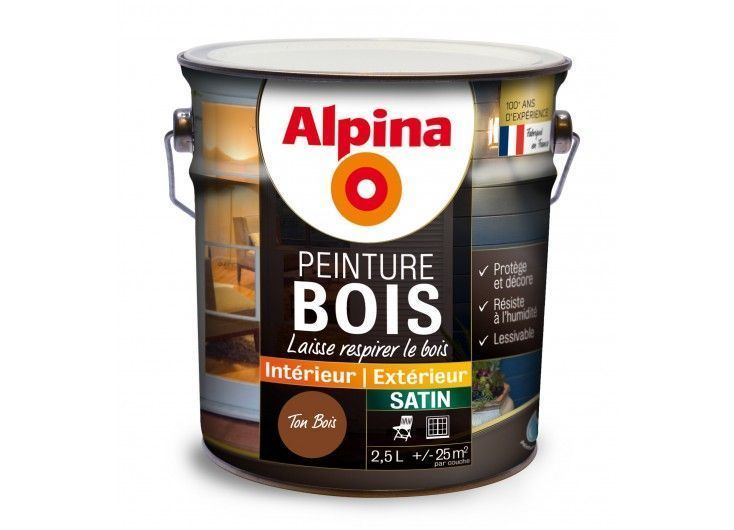 Peinture bois 2,5L ton bois ALPINA