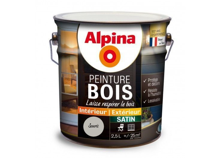 Peinture bois 2,5L souris ALPINA