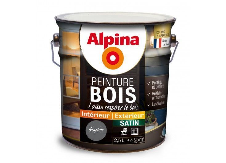 Peinture bois 2,5L graphite ALPINA