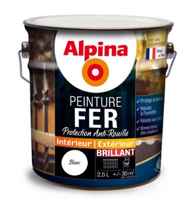 Peinture fer 2,5L blanc brillant ALPINA