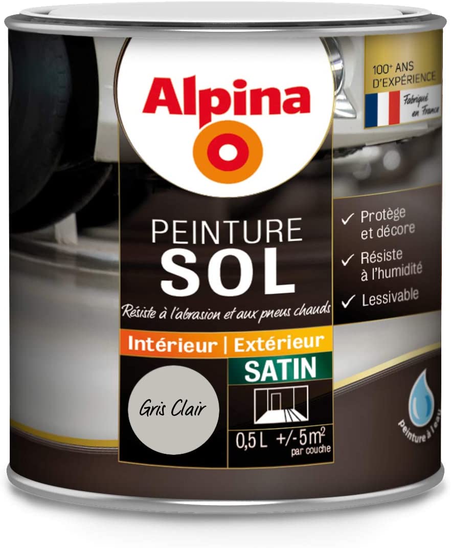 Peinture sol intérieur/extérieur 2,5L gris clair satin ALPINA