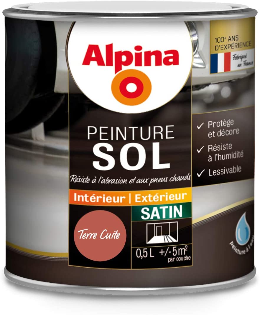 Peinture sol intérieur/extérieur 2,5L terre cuite satin ALPINA