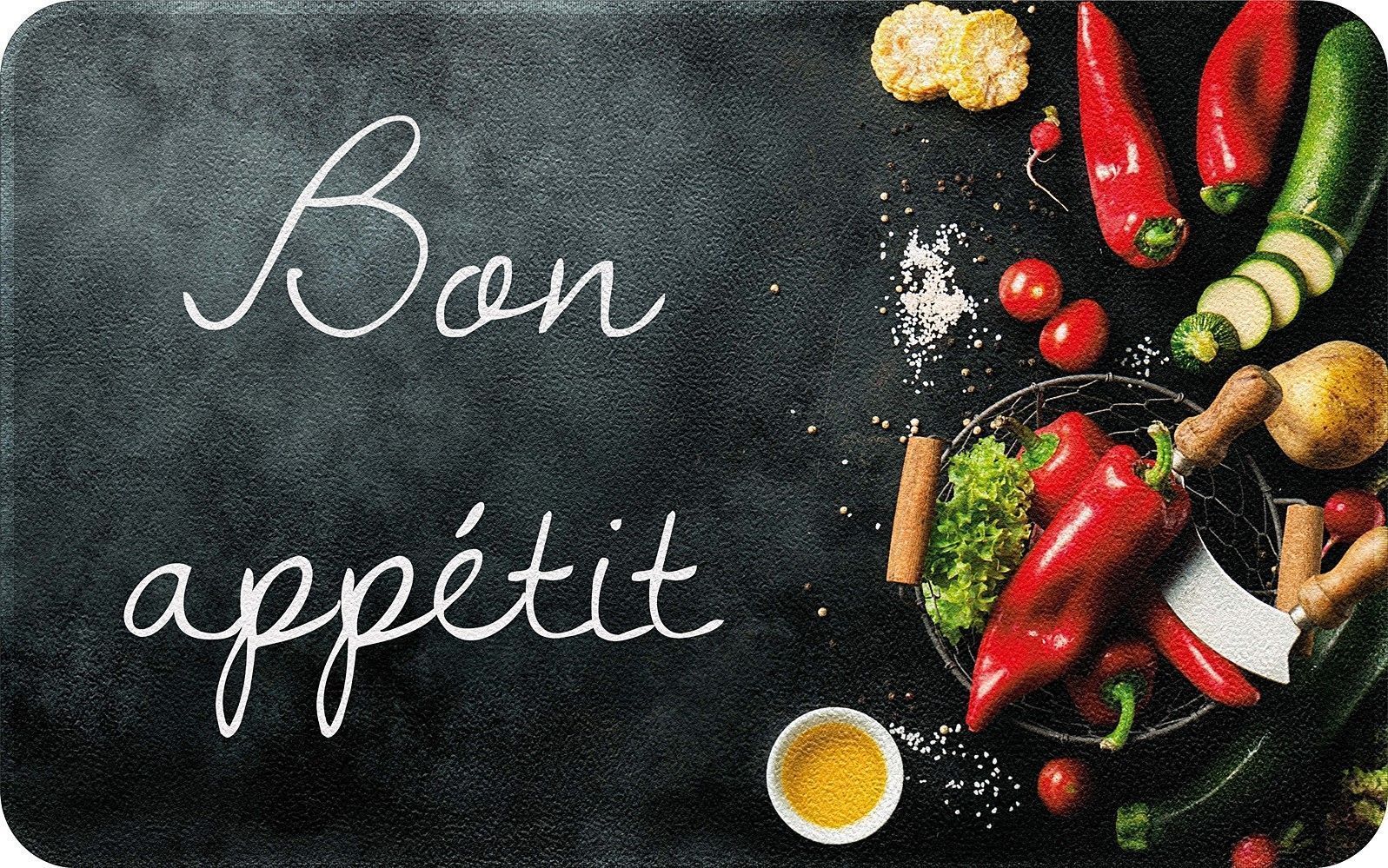 Tapis de cuisine bon appetit noir 50x80cm