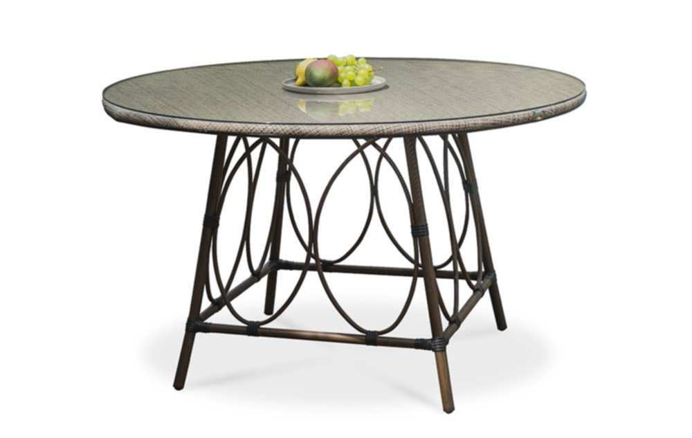 Table ronde de jardin USHUAIA (diam. 125 cm) en textilène beige et aluminium - MARRON - DCB GARDEN