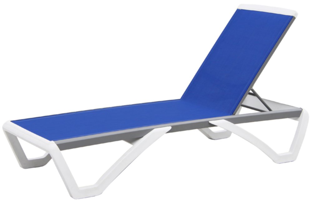 Chaise longue riga pvc/alu textilène bleu - DCB