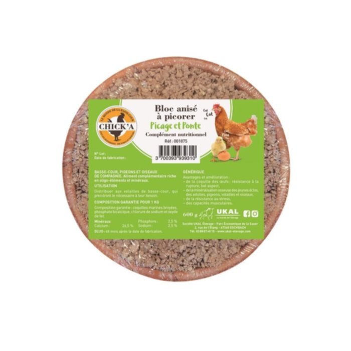 Bloc à picorer anisé 600gr - CHICK'A 