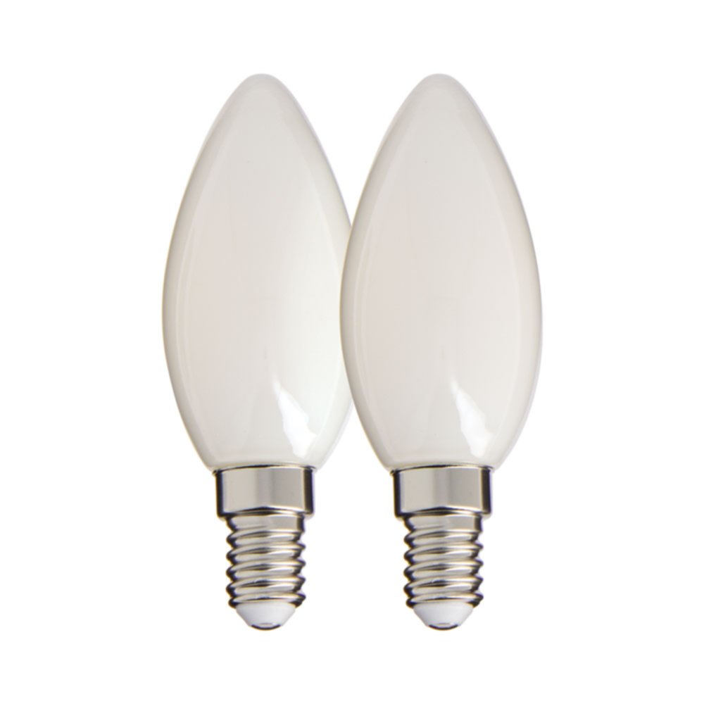 2 Ampoules Filament LED Flamme Opaque E14 470Lm 40W 4000K Blanc neutre