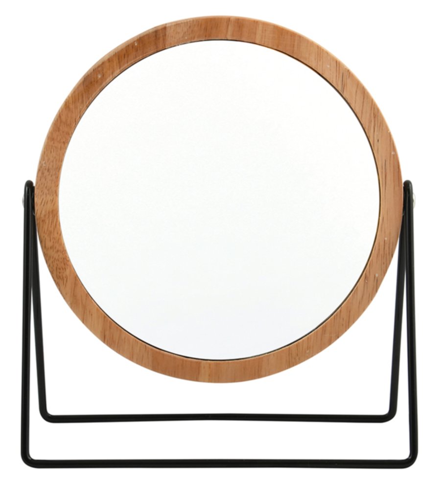 Miroir rond grossissant Satchi métal/bois 18,2x8,5x20cm noir - MSV