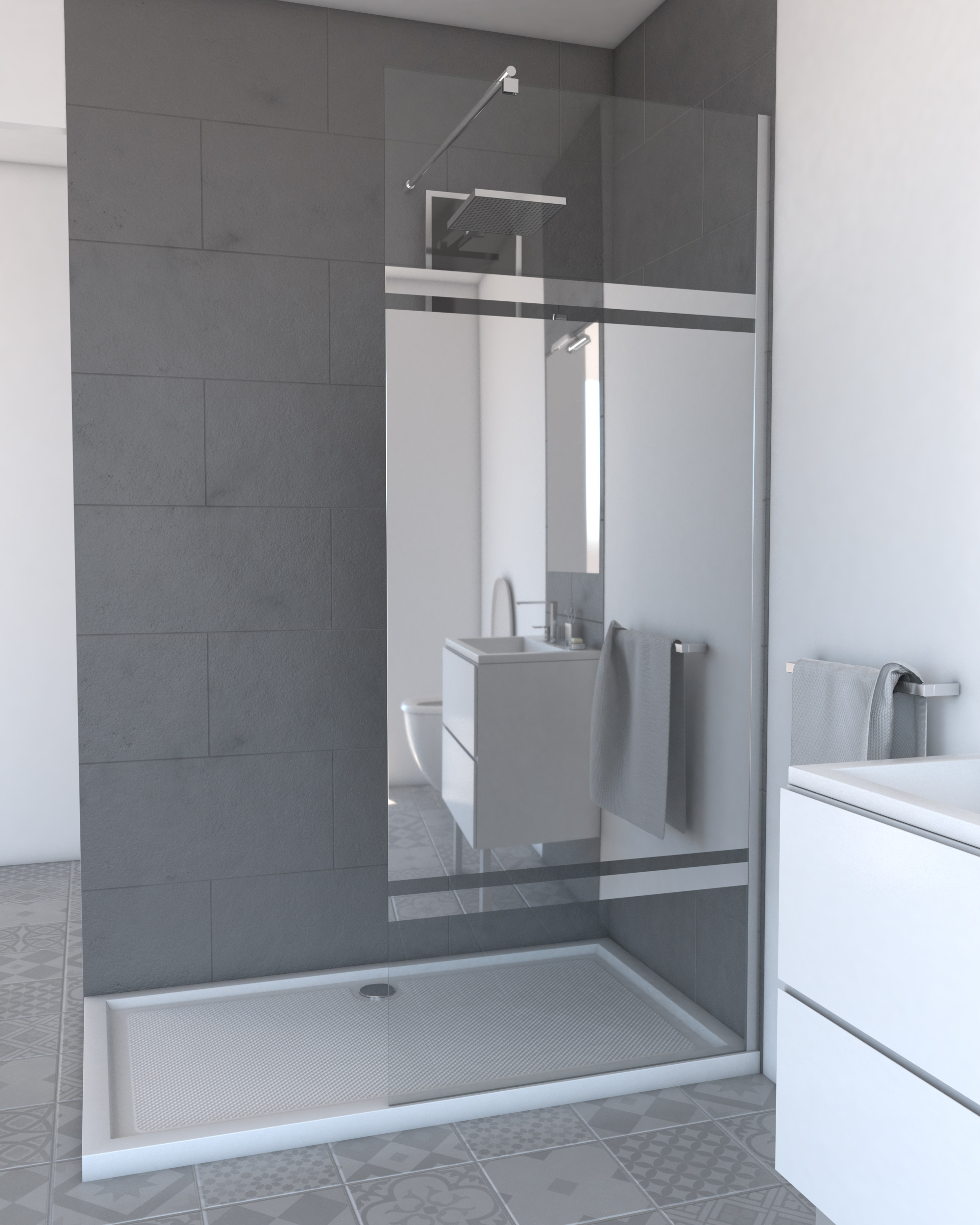 Paroi de douche parma 2 miroir 80x200cm