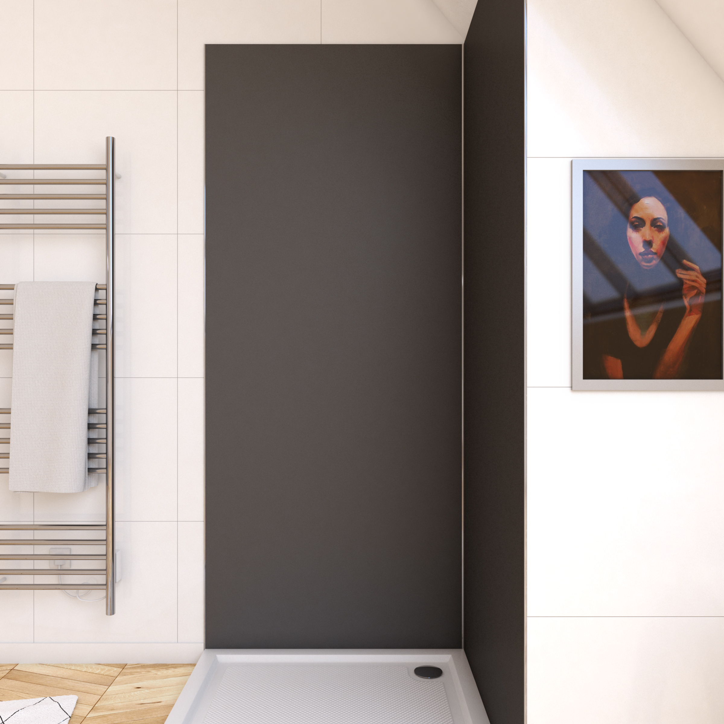 Panneau mural de douche 90 x 210 cm - gris - AURLANE