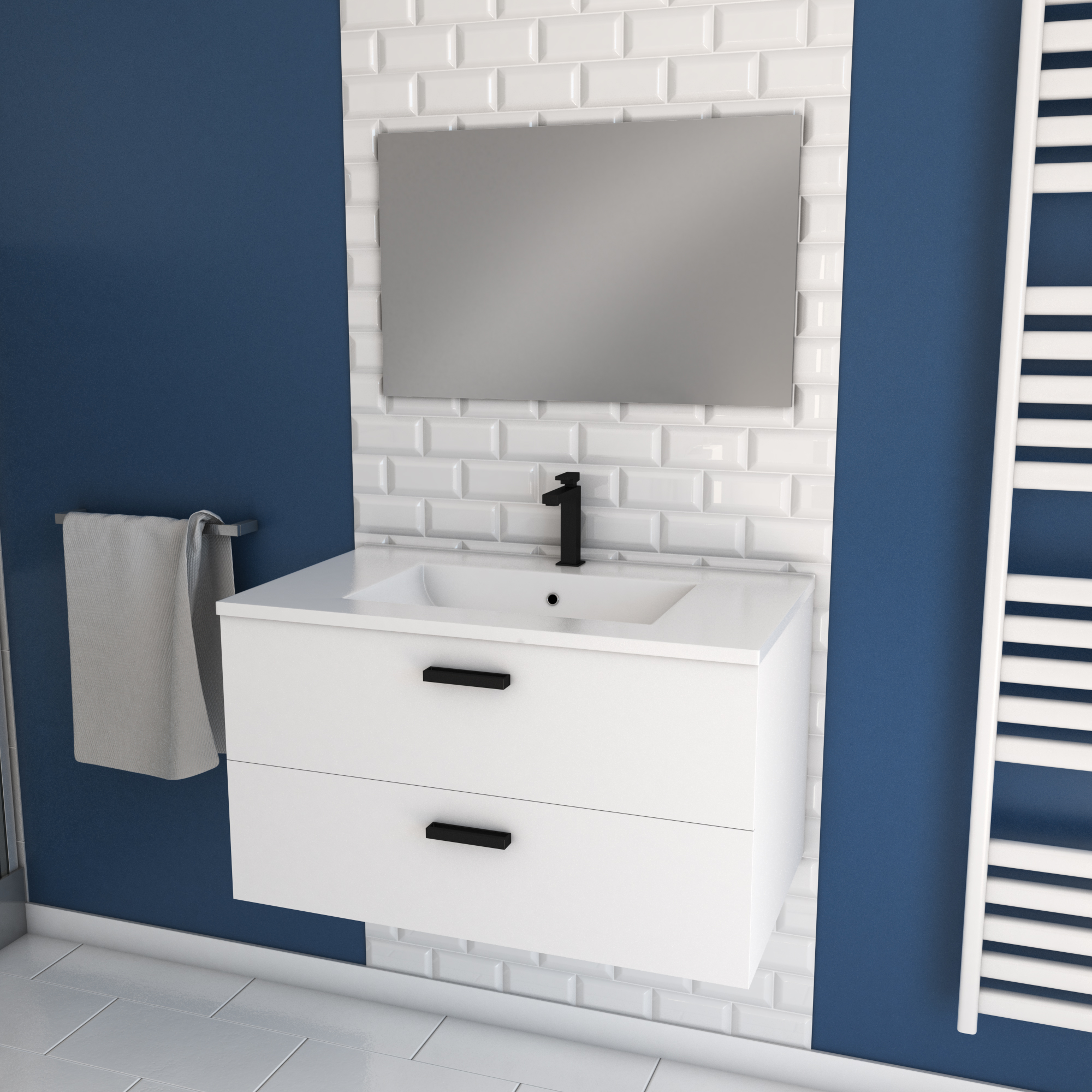 Meuble salle de bain lift blanc 80cm 