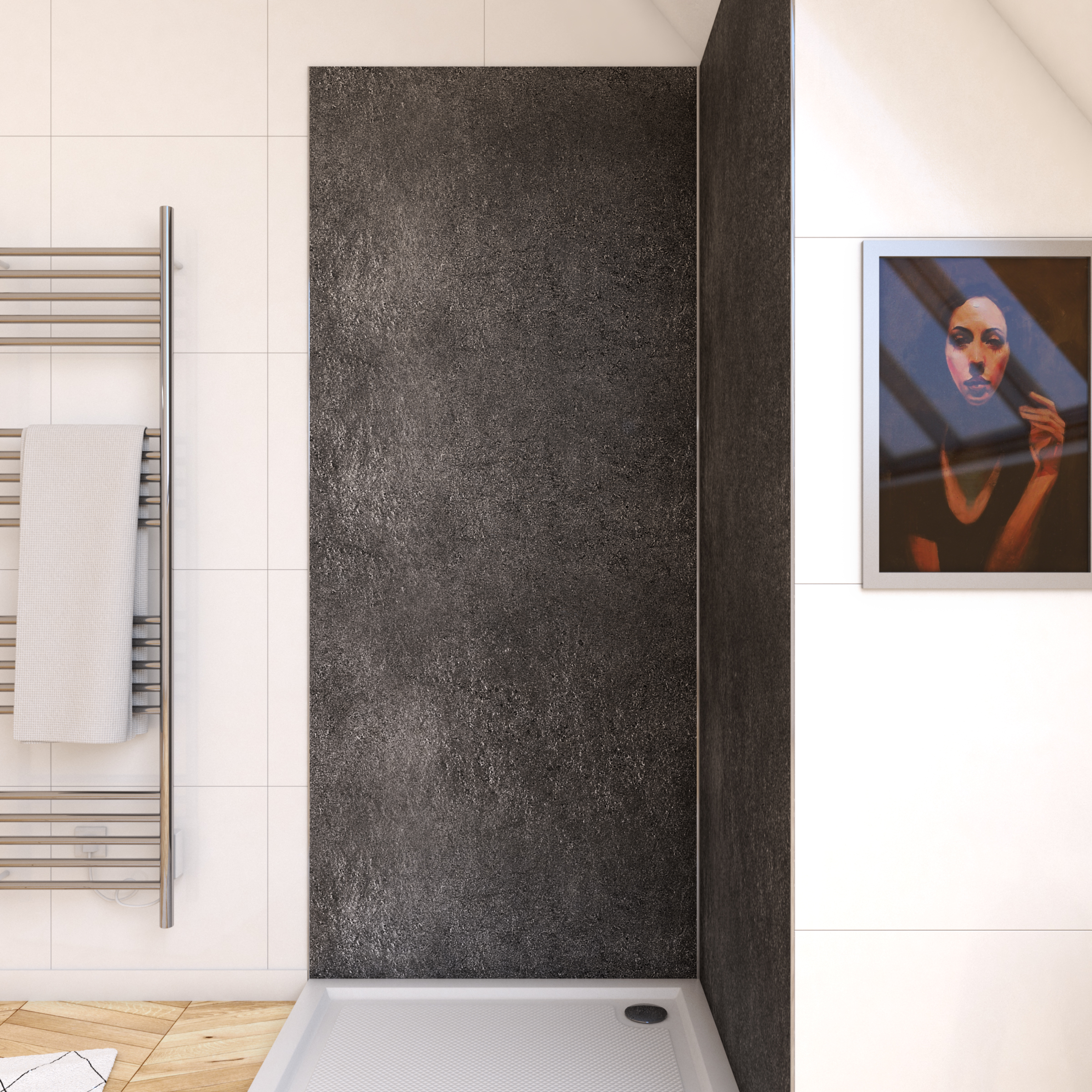 Panneau mural de douche HOMESTONE 90 x 210 cm - sylver- AURLANE 