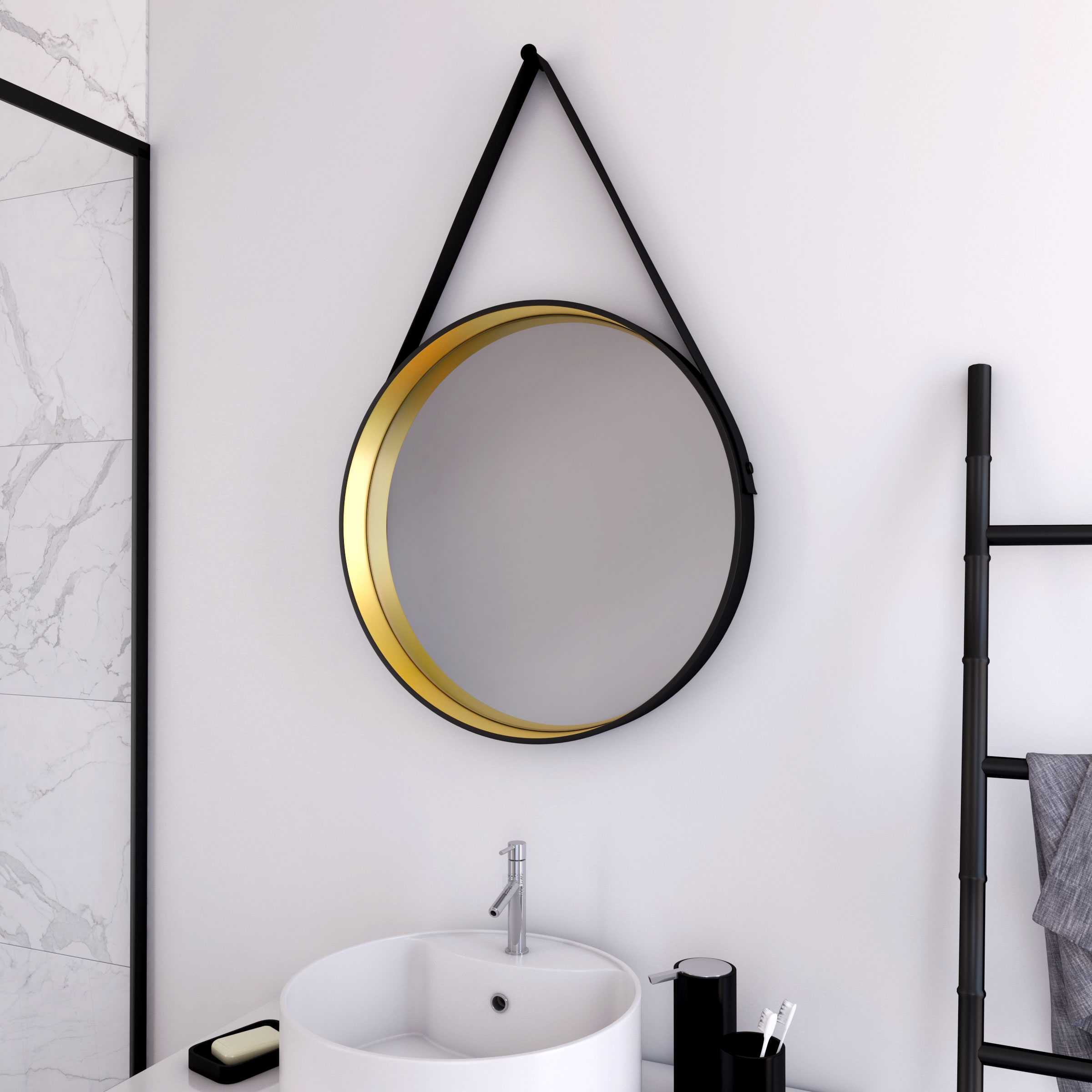 Miroir salle de bain rond type barbier diam 50cm 