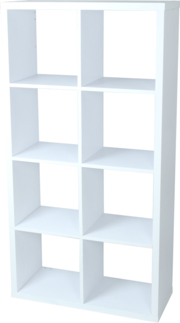 Étagère modulaire épicéa 8 cubes 69,5x29,5x134,5cm blanc