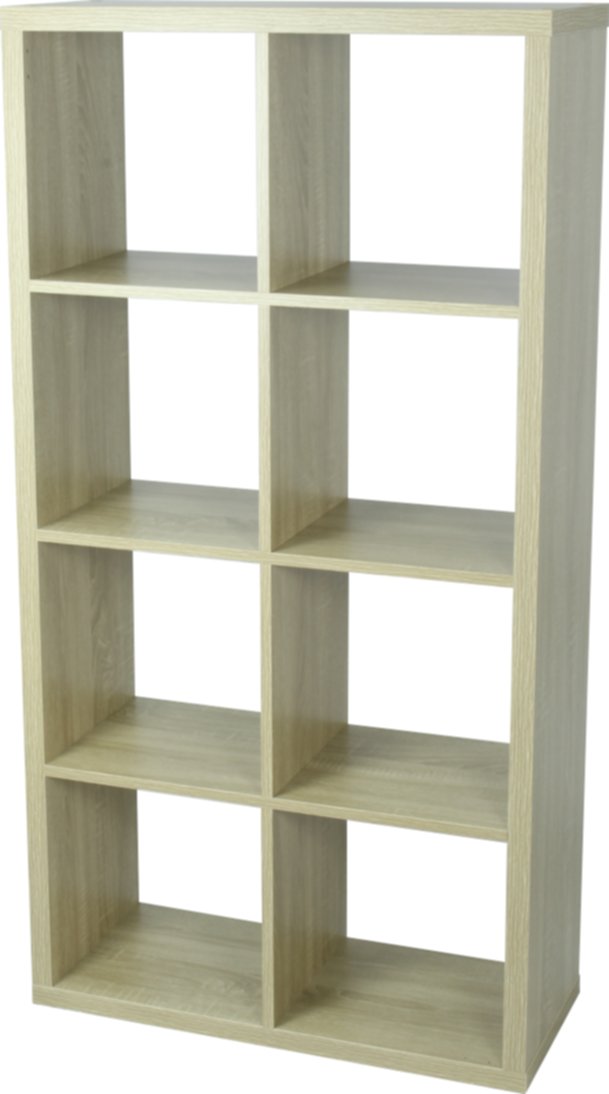 Étagère modulaire épicéa 8 cubes 69,5x29,5x134,5cm effet chêne