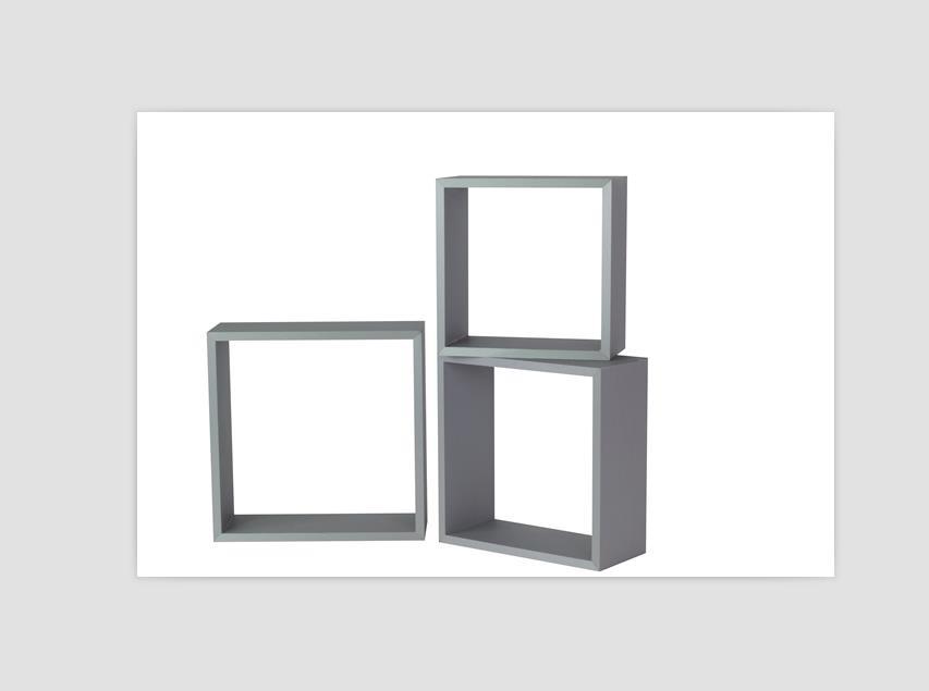 Lot de 3 cubes étagères  MDF couleur aluminuim - DECO SYSTEM 