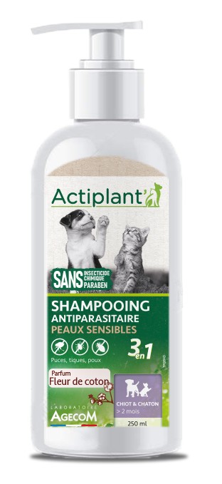 Shampooing Antiparasitaire Peaux Sensibles 250ml - ACTIPLANT'