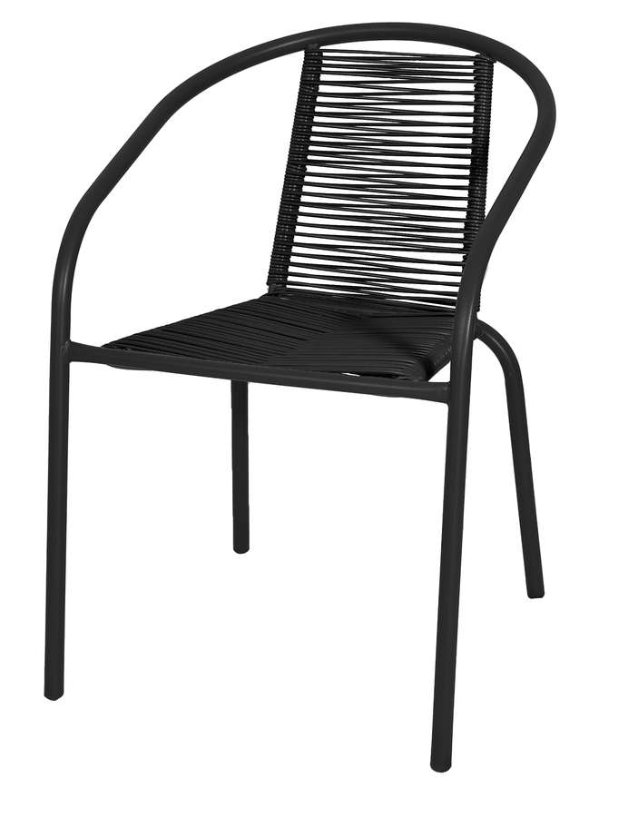 Fauteuil Bistrot II acier/résine tréssée noir