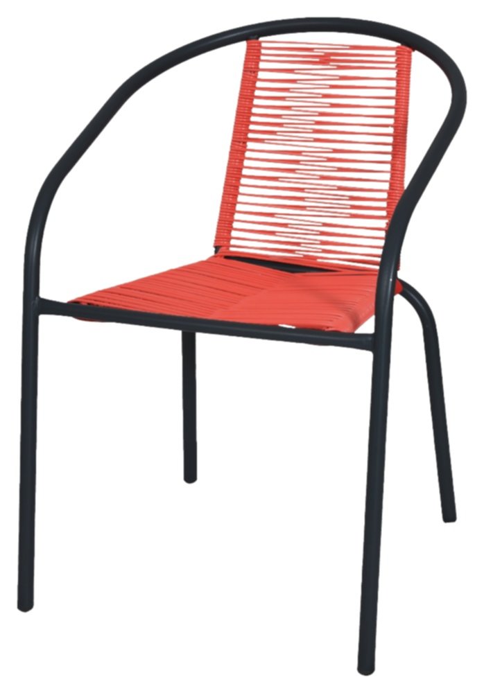 Fauteuil de jardin acier + résine tressée Bistrot 2 rouge