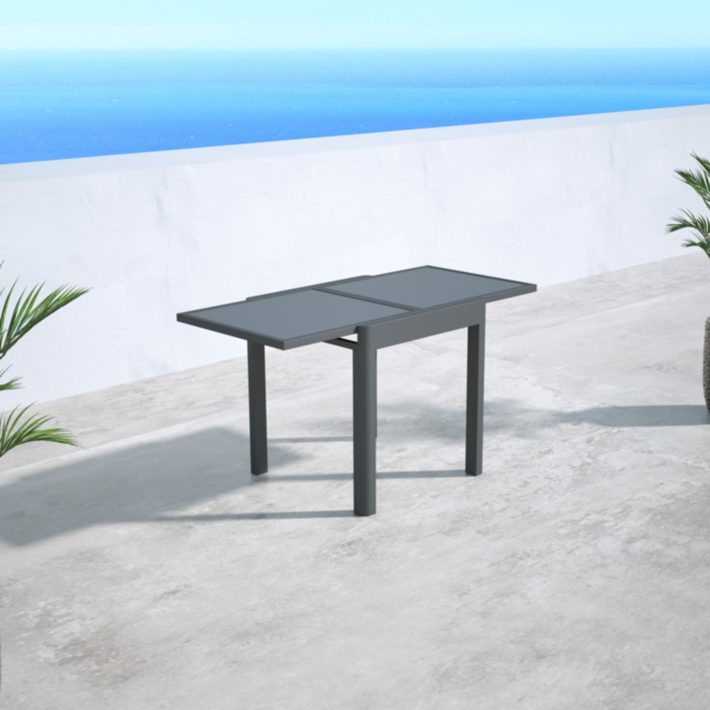 Table de jardin alu et verre Sunsa extensible 70/140x90x75cm Gris