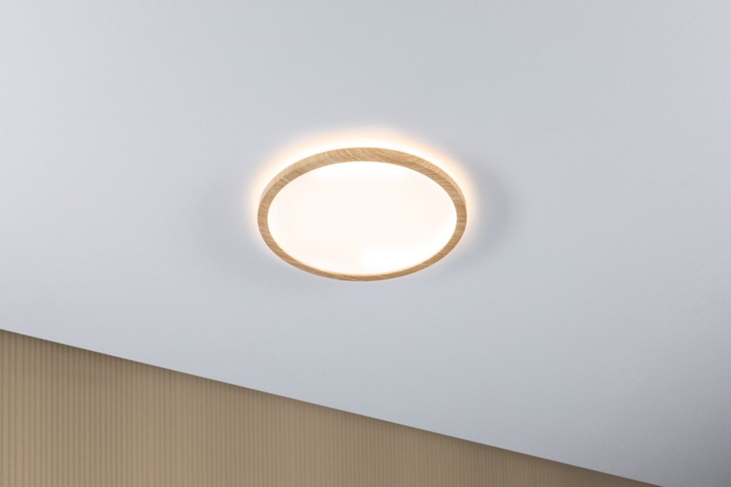 Plafonnier LED Ø29,3cm 16W 2000lm 3000K effet bois 230V Atria Shine Wood - PAULMANN