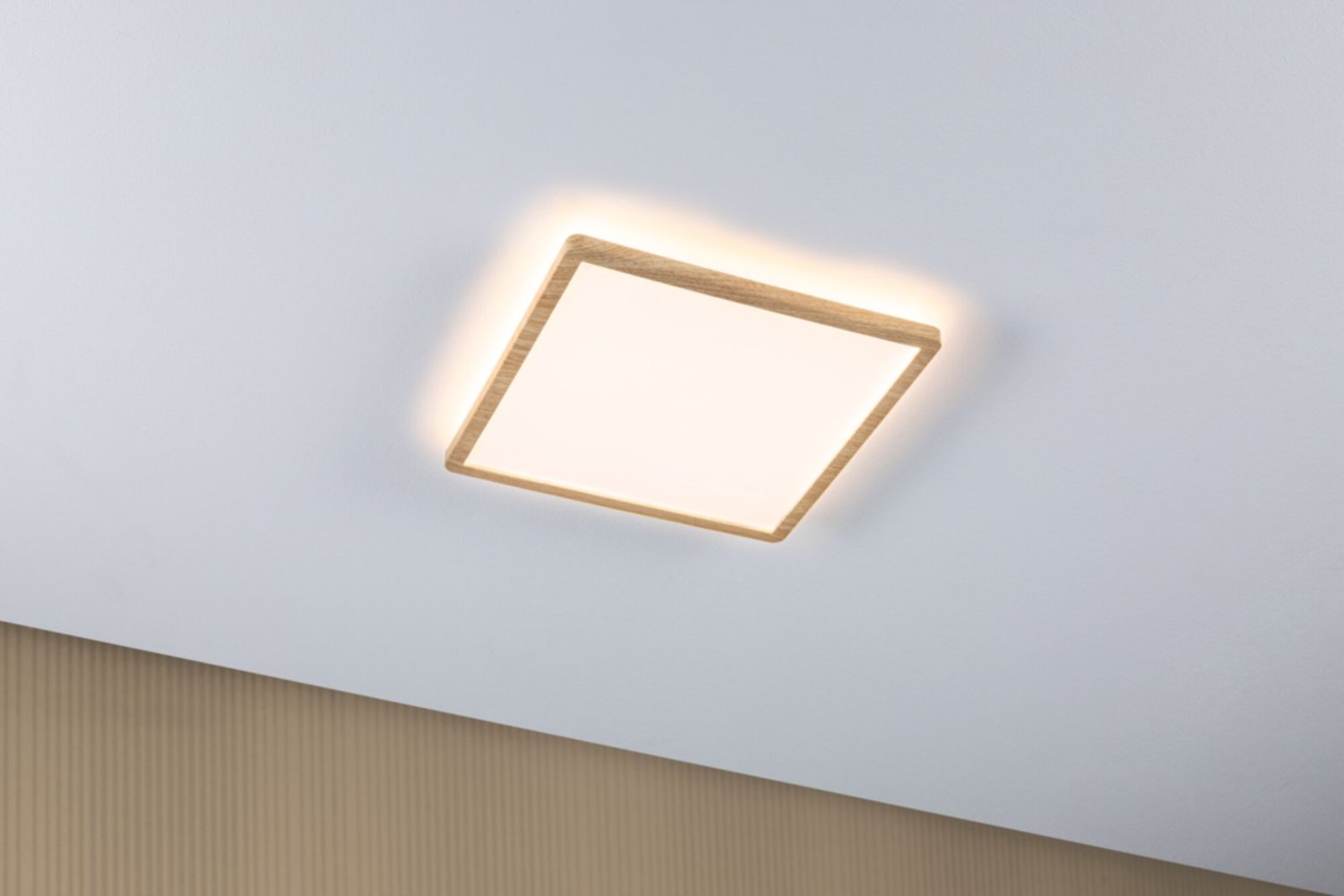 Plafonnier LED 29,3x29,3cm 16W 2000lm 3000K plast effet bois 230V Atria Shine Wood - PAULMANN