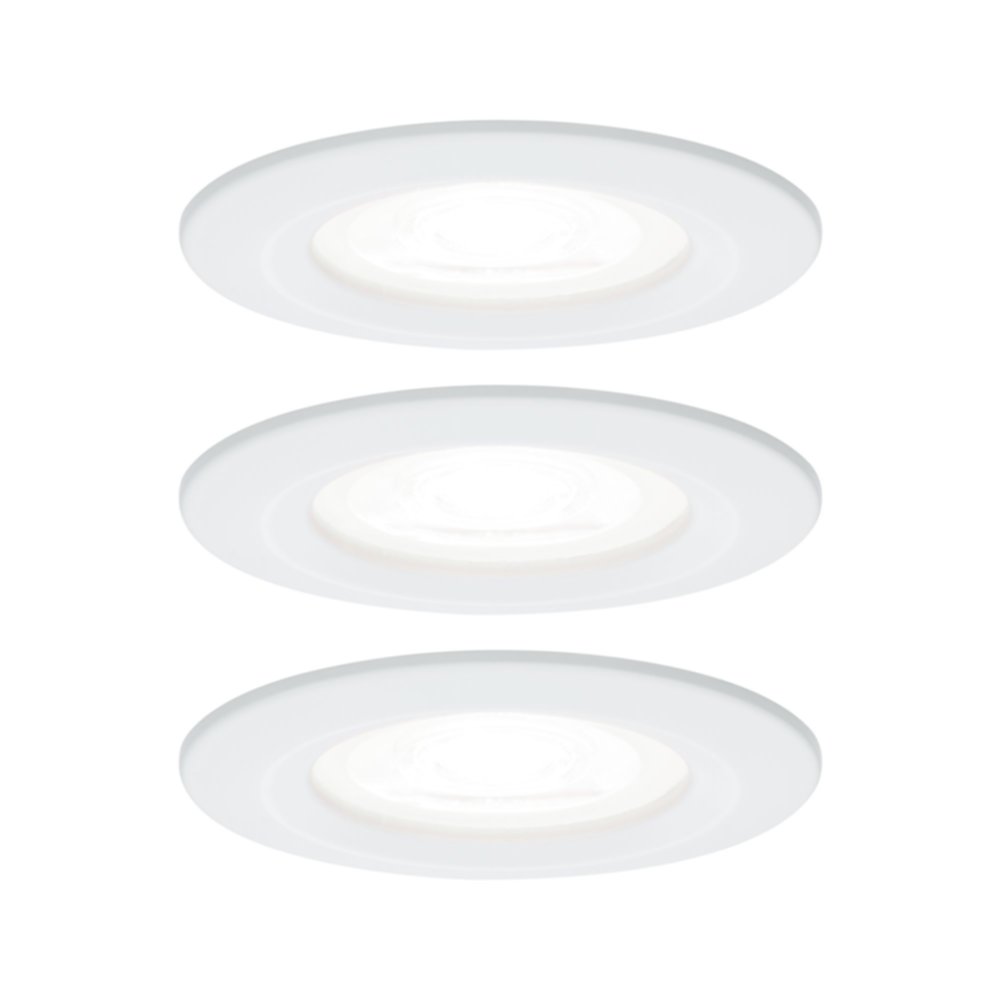 3 Spots LED encastrés Nova IP44 6,5W 4000K 230V GU10 Blanc dépoli/Alu zinc