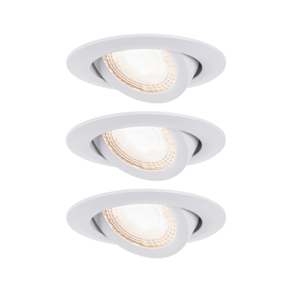 3 Spots LED semi-encastrés orientables 6W 3000K 230V blanc dépoli/plastique